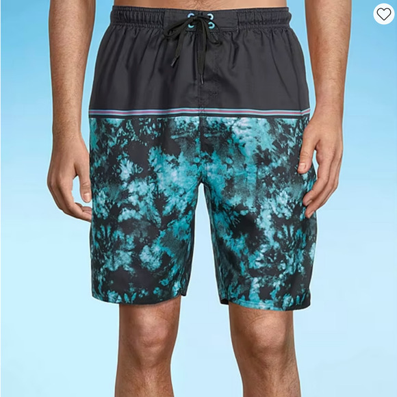 Burnside Size XL Quick Dry E-Board Swim Trunks With 8" Inseam Black Blue - Picture 1 of 4